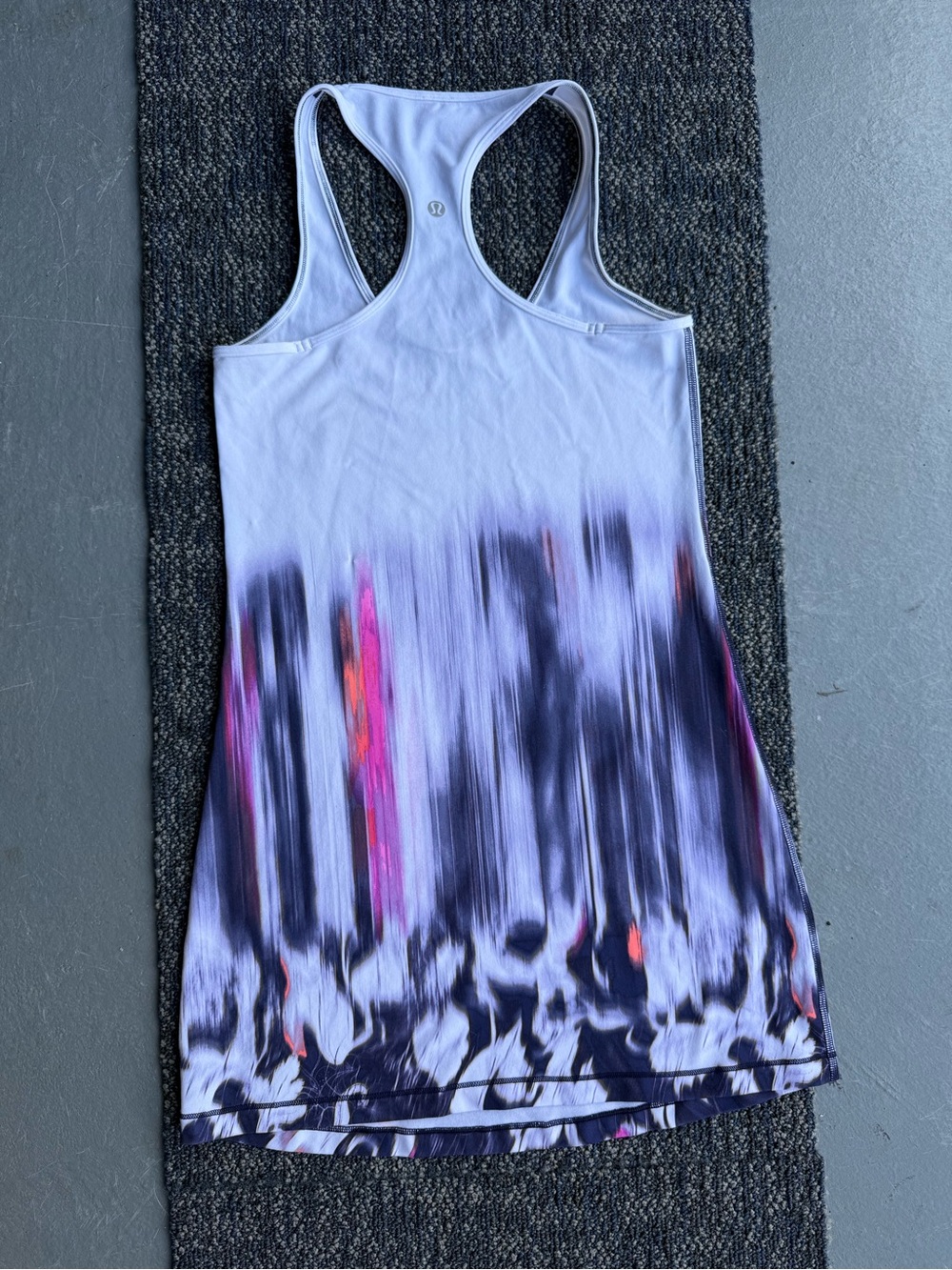 lululemon athletica White Racerback Tank with Purple & Pink Print